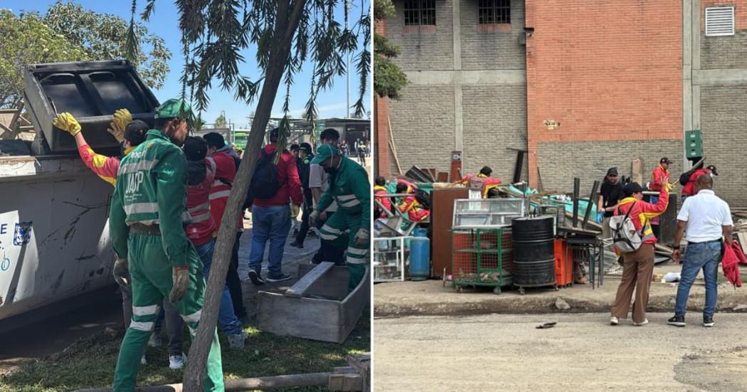 Foto del operativo con el que se recuperó 2.800 m² de espacio público en el barrio Las Brisas de Bogotá.