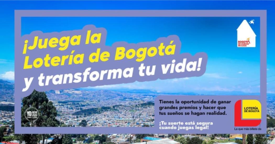 Imagen de la pieza gráfica que promociona el sorteo de la Lotería de Bogotá 