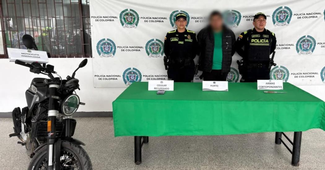 Capturado motoladrón por hurto de celular y moto incautada
