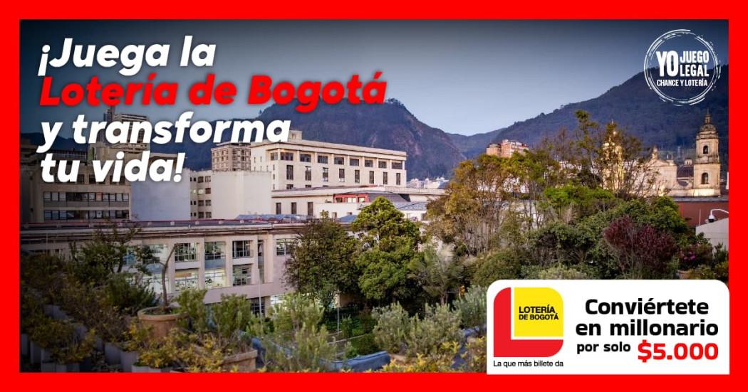 Imagen de la pieza gráfica que promociona el sorteo de la Lotería de Bogotá 