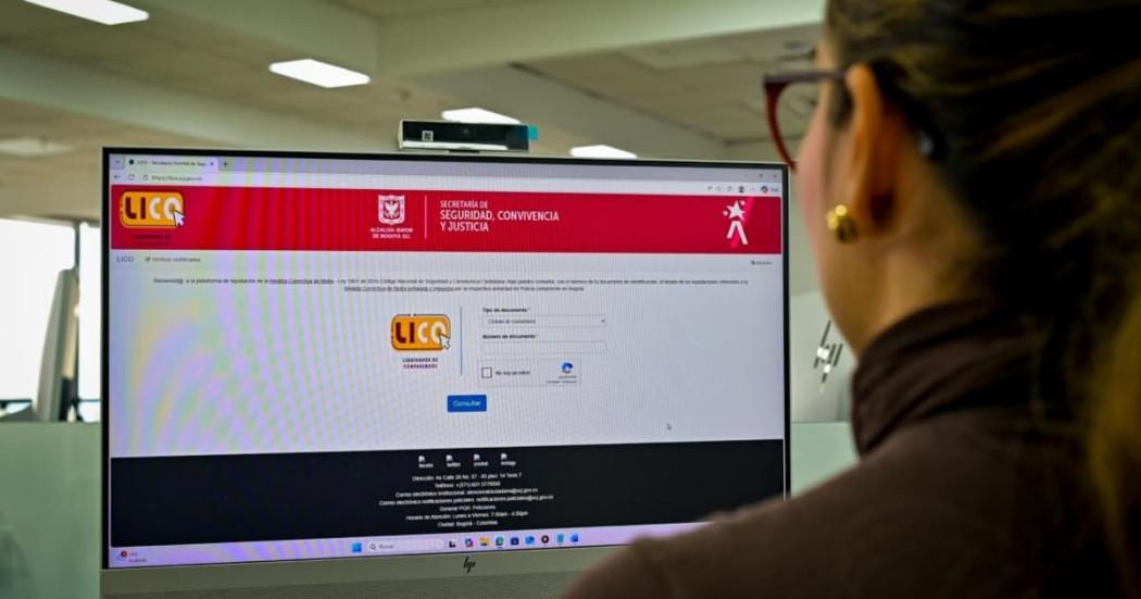 Foto de una mujer visitando desde su computador la plataforma LICO.