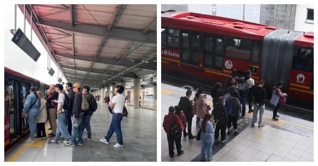 Foto de personas haciendo fila en TransMilenio