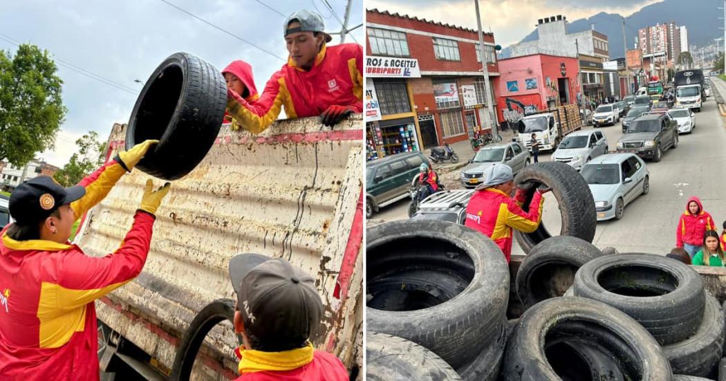 Fotos de la jornada de 'Llantatón' que permitió el retiro de 384 llantas en el centro de Bogotá.