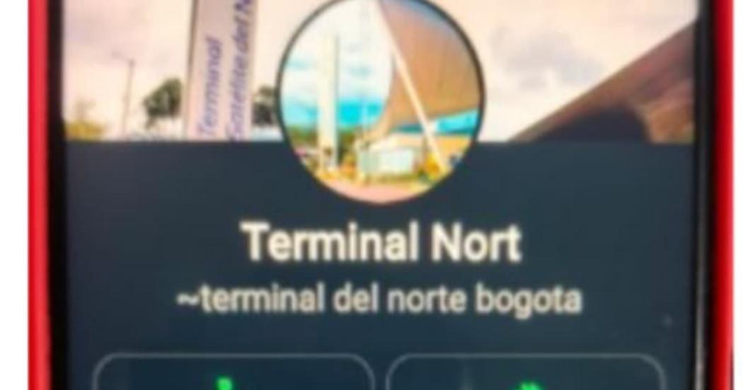 Contacto falso de la Terminal de Transportes de Bogotá.