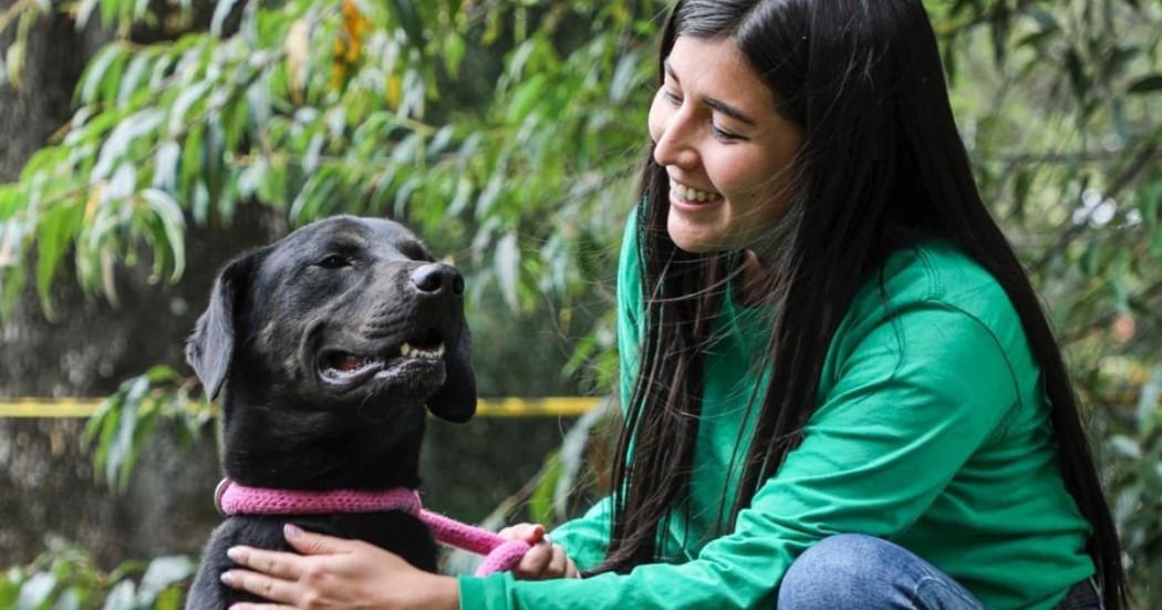 Perro vinculado al programa de adopción del IDPYBA con mujer 