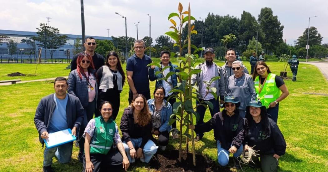 Personas participan en actividad de siembra en Fontibón.