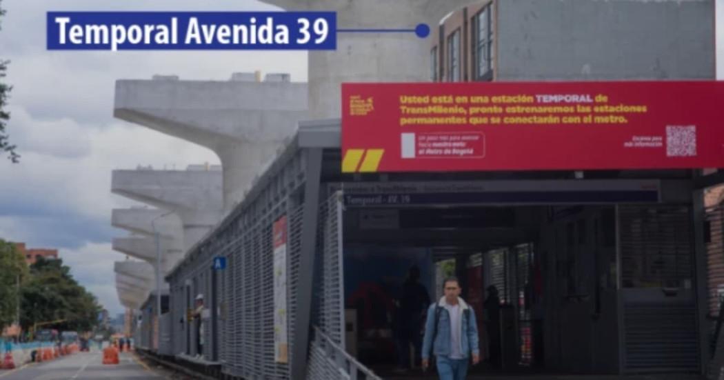 Foto de la estación Avenida 39 de TransMilenio.
