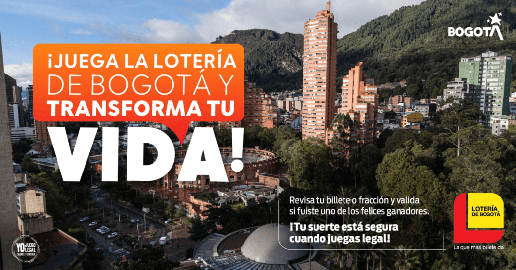 Imagen de la pieza gráfica que promociona el sorteo de la Lotería de Bogotá