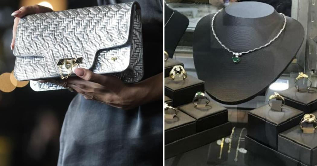 Fotos de productos de cuero y joyas en establecimientos del programa 'Bogotá Corazón Productivo'.