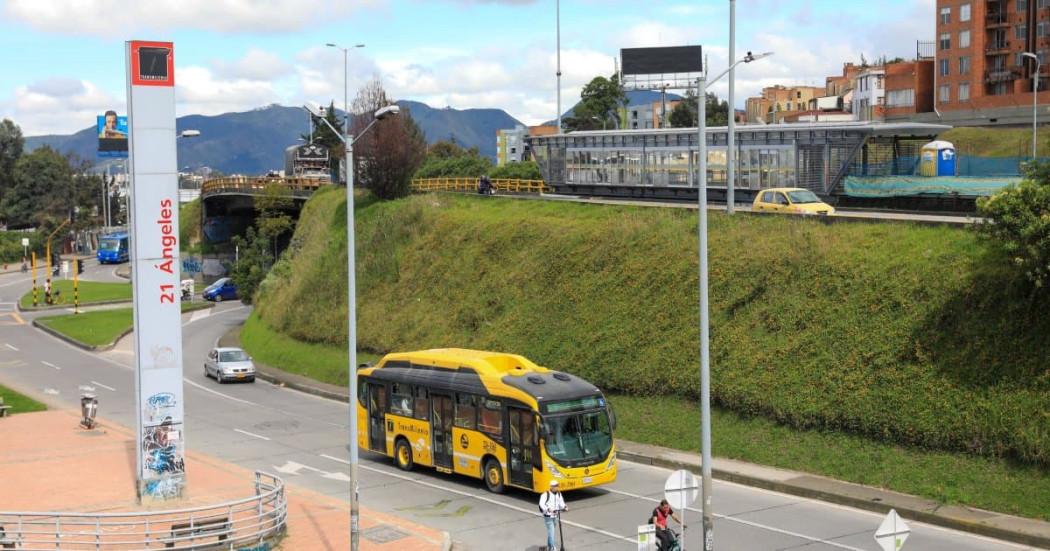 Foto de un bus de TransMilenio en Bogotá.