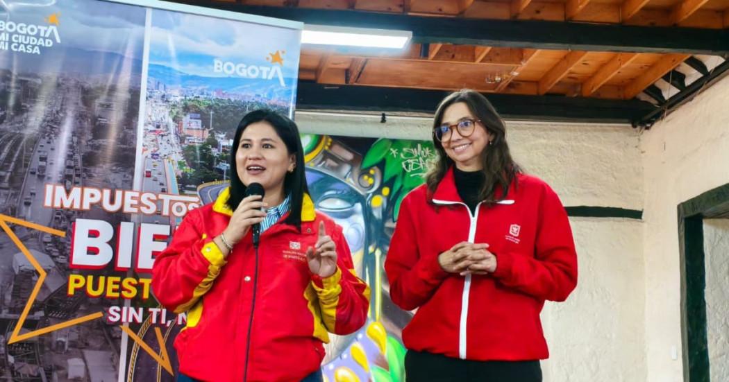 Alcaldesa de Fontibón y Secretaría de Hacienda hablándole a ala comunidad 