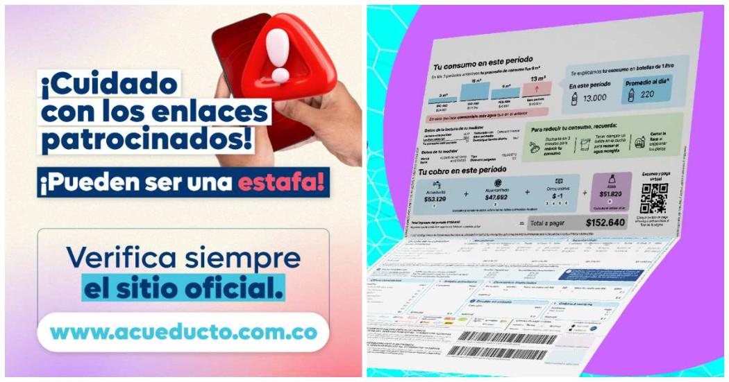 Imagen gráfica que muestra una factura del Acueducto de Bogotá