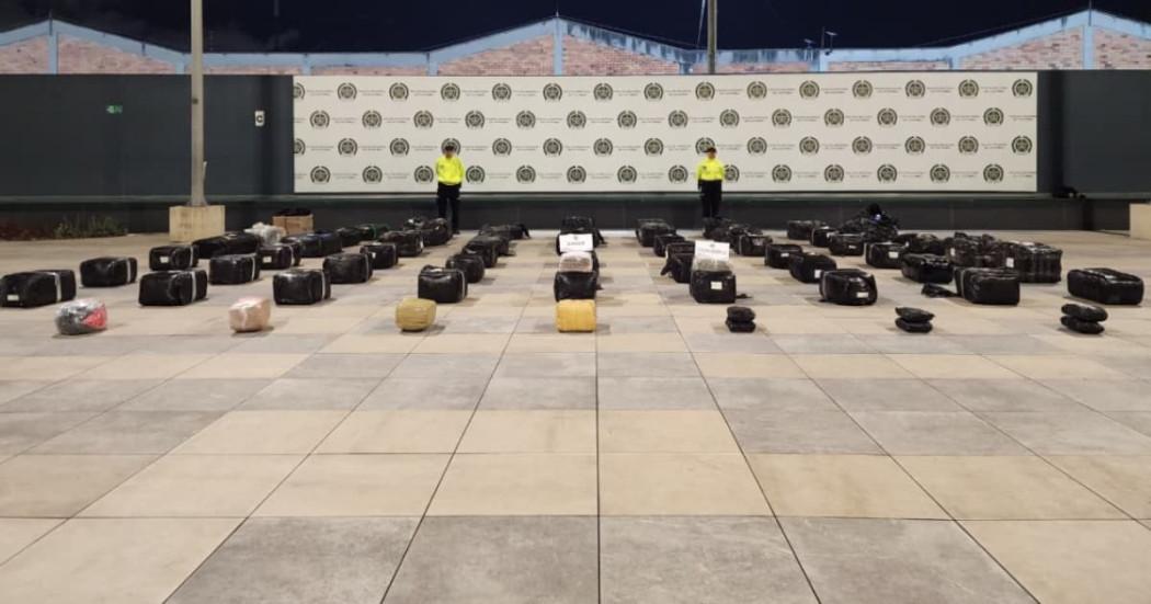 Foto de la tonelada de marihuana incautada en Bogotá.