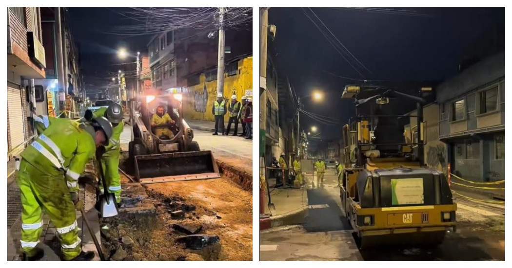 Foto de trabajos adelantandos en vías de Fontibón