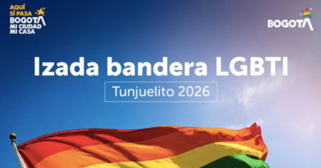 Foto de la izada de bandera LGBTI en Tunjuelito, sur de Bogotá.