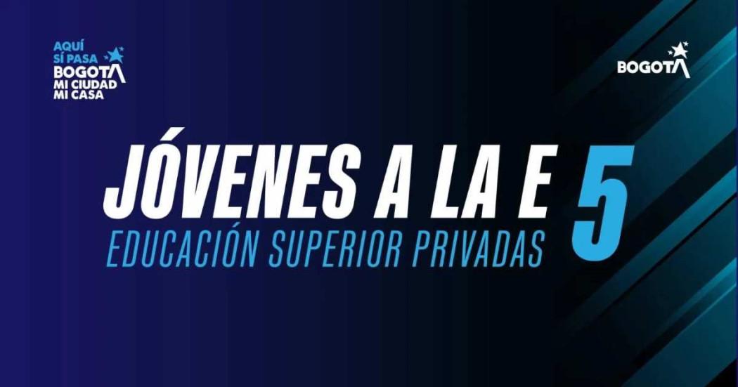 Imagen con un texto que dice Jóvenes a la E 5 educación superior privadas