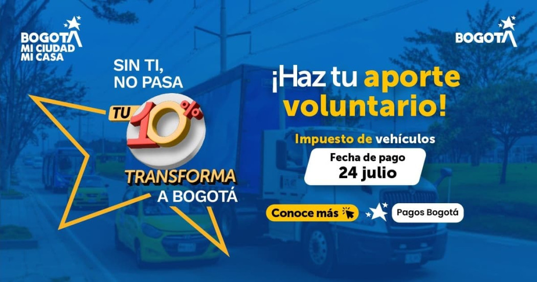 Imagen del pago impuesto de vehículos en Bogotá 2026.