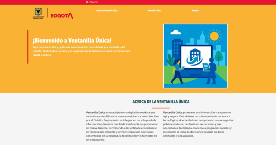 Imagen de la página web de la ventanilla única