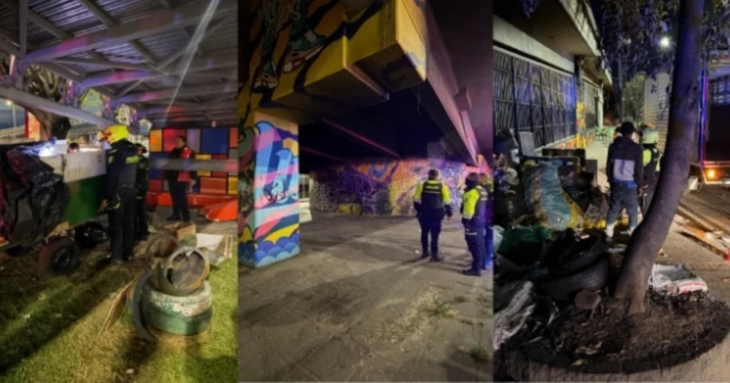 Funcionarios y policía en operativo de recuperación del espacio público. 