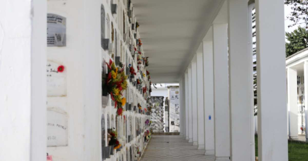 Foto que muestra un cementerio con flores