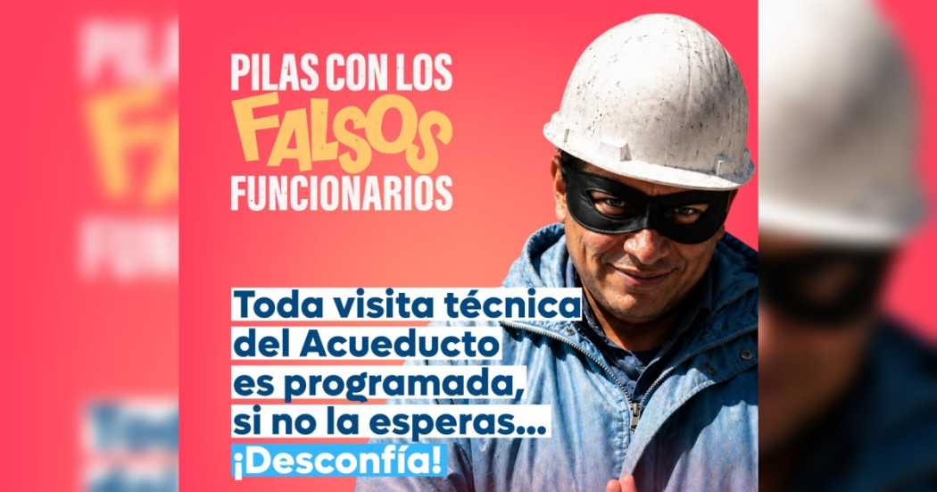 Imagen gráfica con el texto: Pilas con los falsos funcionarios 