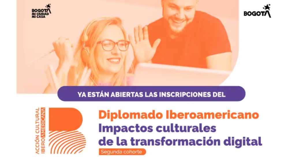 Imagen del cartel promocional del diplomado donde se ve un hombre y una mujer frente a un pc.