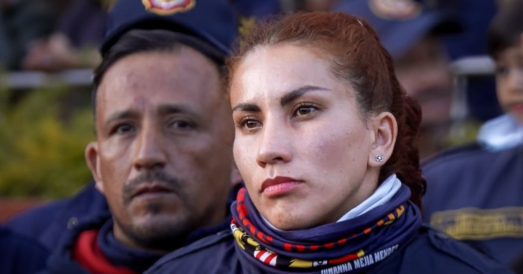 Foto de Johanna Mejía, rescatista del Cuerpo Oficial de Bomberos de Bogotá.