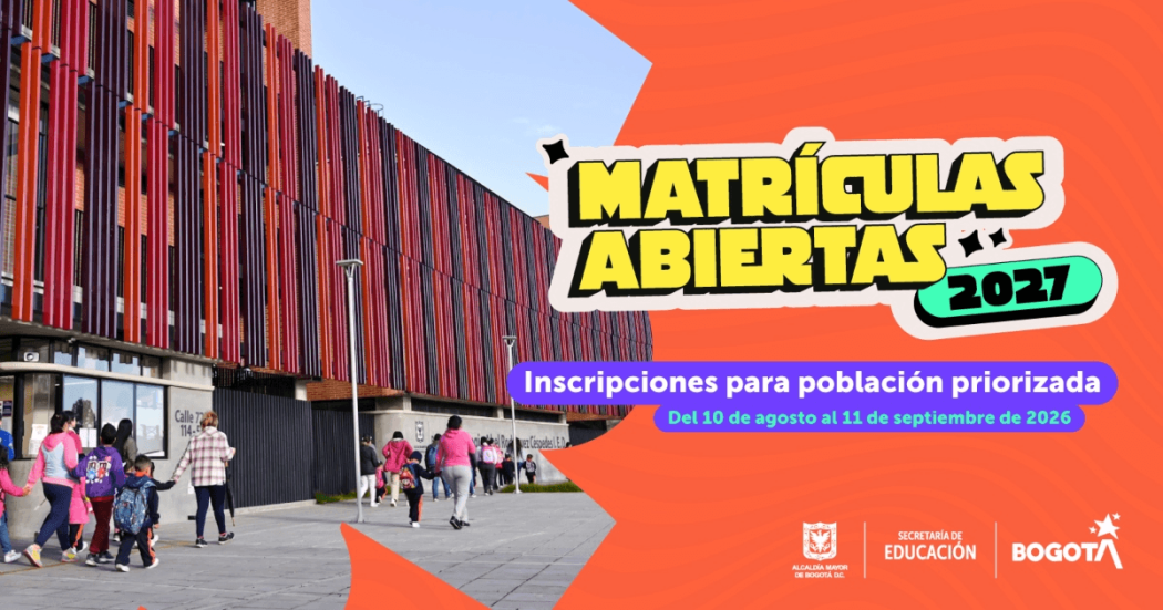 Foto que muestra un colegio y el texto: Matrículas abiertas 2027 
