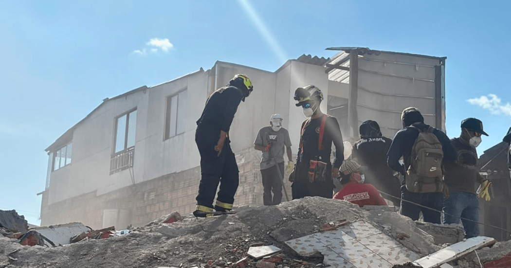 Equipo USAR enviado desde Bogotá en medio de labores de inspección de evaluación de estructuras.
