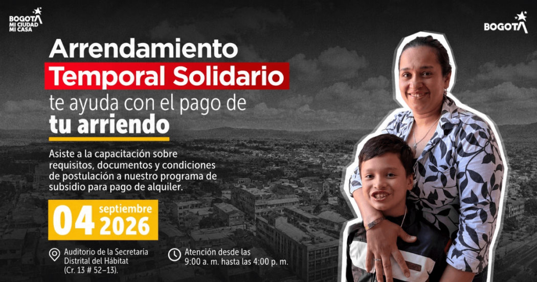 Imagen gráfica con el texto: Arrendamiento temporal solidario te ayuda con el pago de tu arriendo