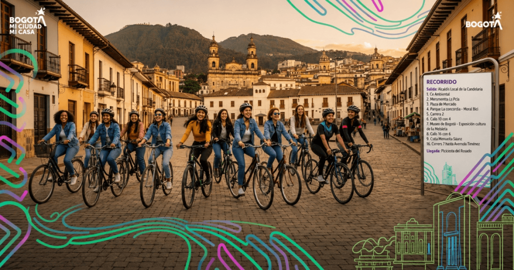 Foto que muestra un grupo de mujeres montando bicicleta 
