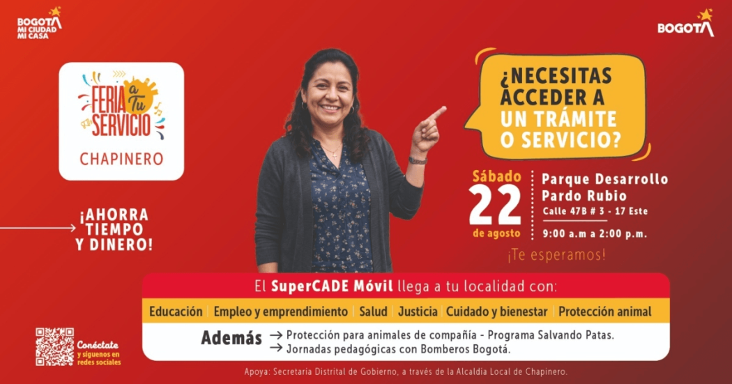 Imagen gráfica con el texto: Feria a tu servicio Chapinero sábado 22 de agosto 