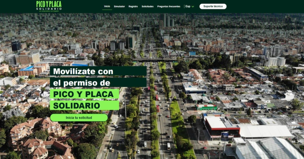 Foto de la página del Pico y Placa Solidario
