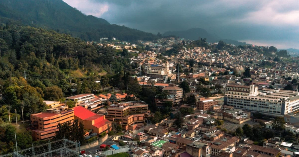 Foto aérea de Bogotá en el centro de la capital.