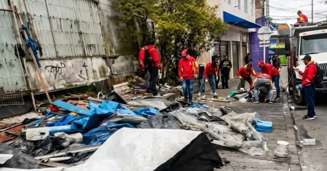 Foto del operativo de recuperación de espacio público en San Cristóbal Sur Oriental, al sur de Bogotá.