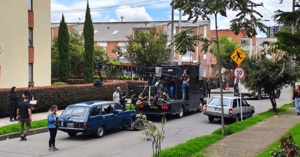 Foto del rodaje de una producción audiovisual en Bogotá.