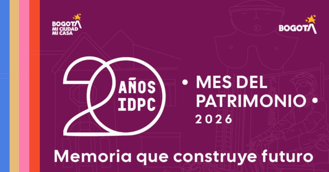 Imagen de poster oficial en letras 20 años IDPC- Mes delM patrimonio 2026