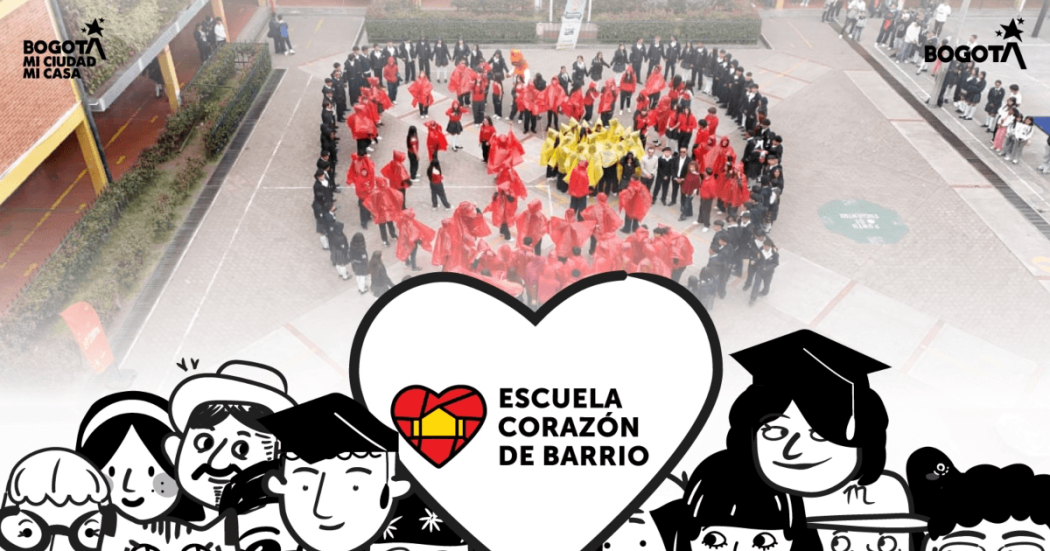 Foto que muestra un corazón y el texto escuela corazón de barrio