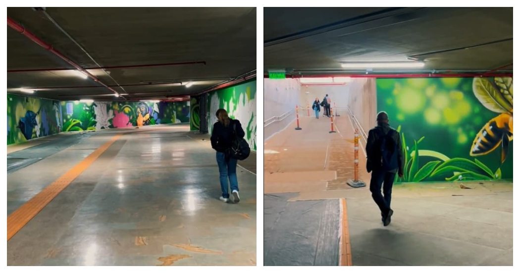 Captura de pantalla de un video del deprimido peatonal de la calle 13 con avenida 68 