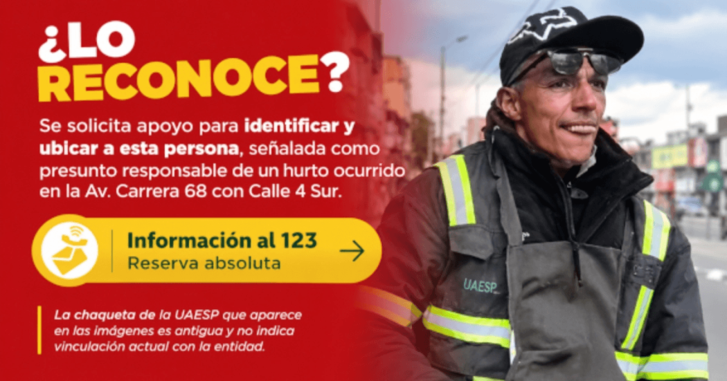Imagen que muestra a un hombre y un texto: ¿lo reconoce? se solicita apoyo para identificar y ubicar a esta persona