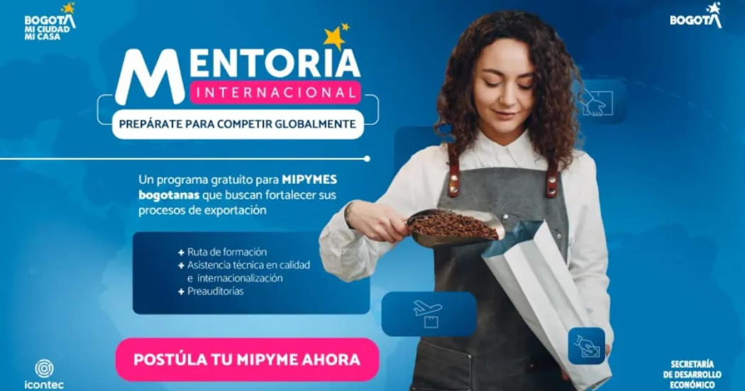 Pieza publicitaria del programa Mentoría Internacional de la Alcaldía de Bogotá