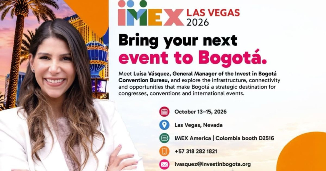 Pieza publicitaría de la participación de Bogotá en IMEX 2026