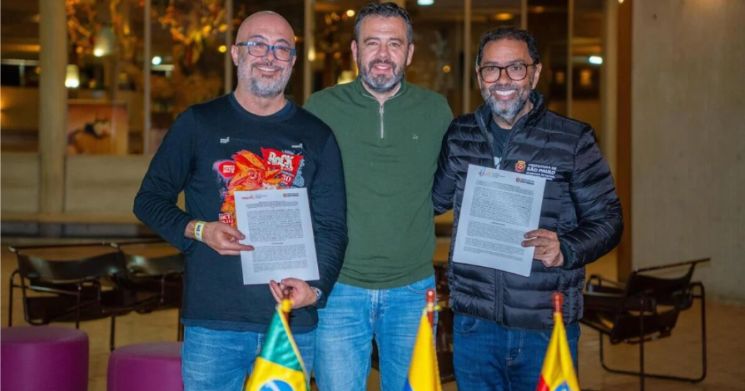 Imagen del alcalde Carlos Fernando Galán, y de Totó Parente, secretario de Cultura y Economía Creativa de São Paulo.