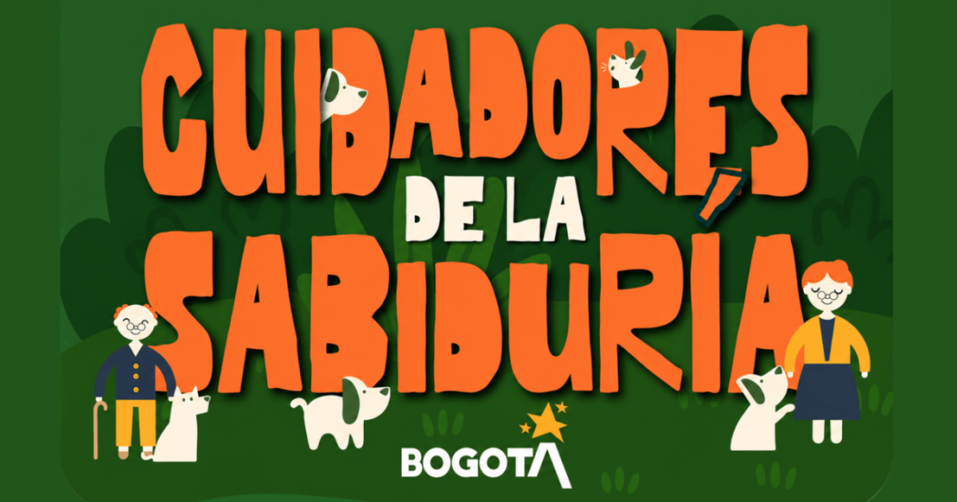Logo del programa Cuidadores de la Sabiduría Bogotá+, con texto en colores naranja, blanco y verde sobre fondo verde.