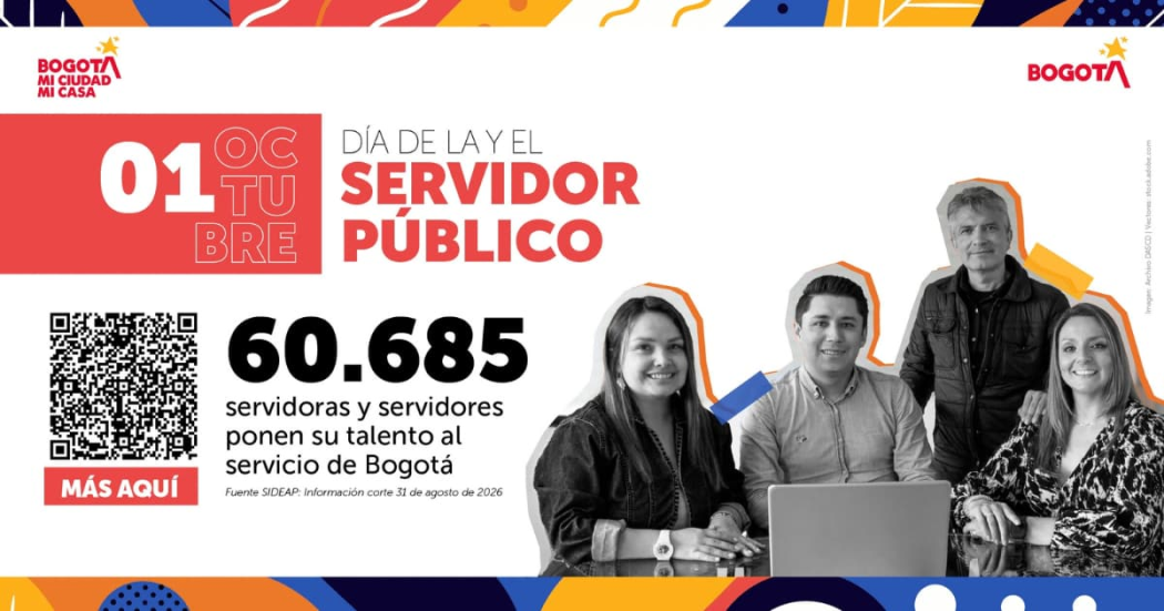 Diseño de imagen donde se da la cifra de servidoras y servidores de Bogotá