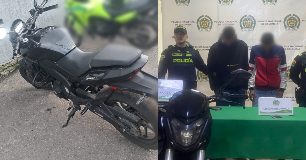 Motocicleta y capturados por hurto de celular en Fontibón