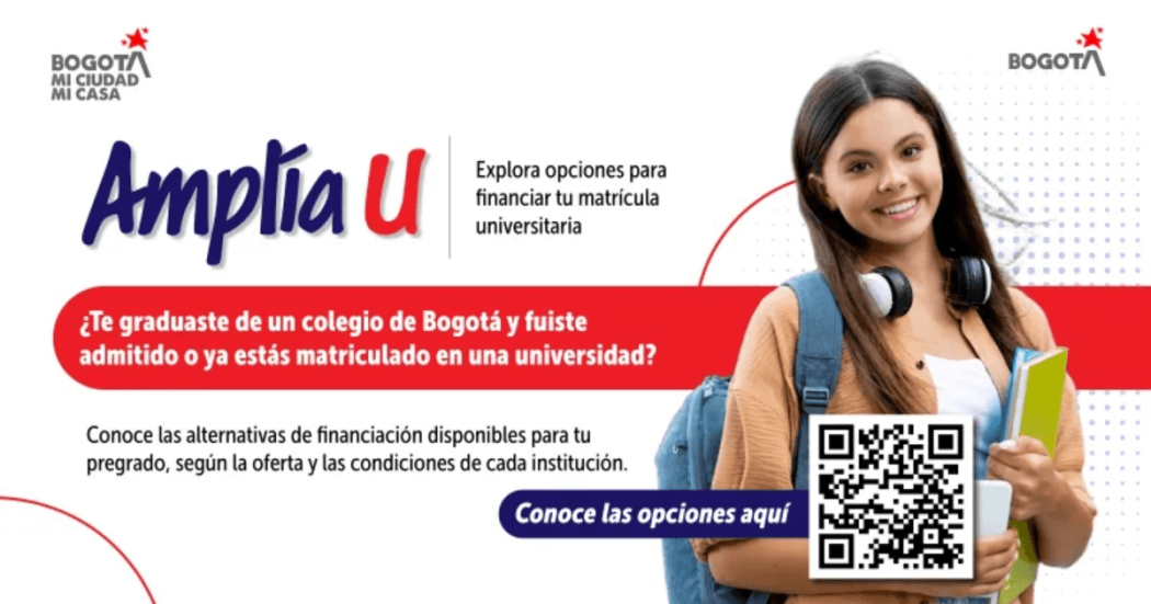 Imagen gráfica con el texto: Amplía U explora opciones para financiar tu matrícula universitaria