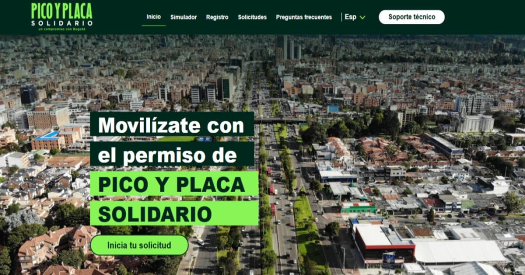 Foto de la página de Pico y Placa Solidario