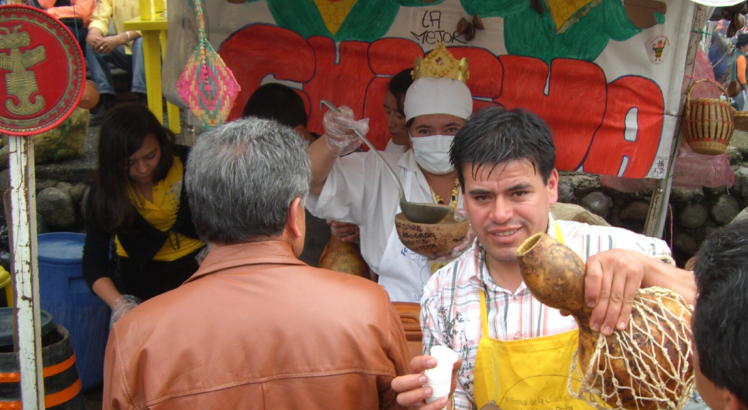 imagen de un comerciante vendiendo chicha.