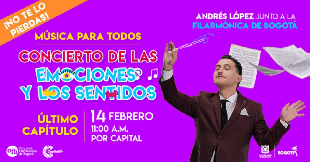 Último capítulo de El Concierto de las Emociones y los Sentidos, la miniserie con Andrés López y los músicos Orquesta Filarmónica de Bogotá. Foto: OFB